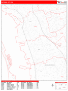 National City Digital Map Red Line Style